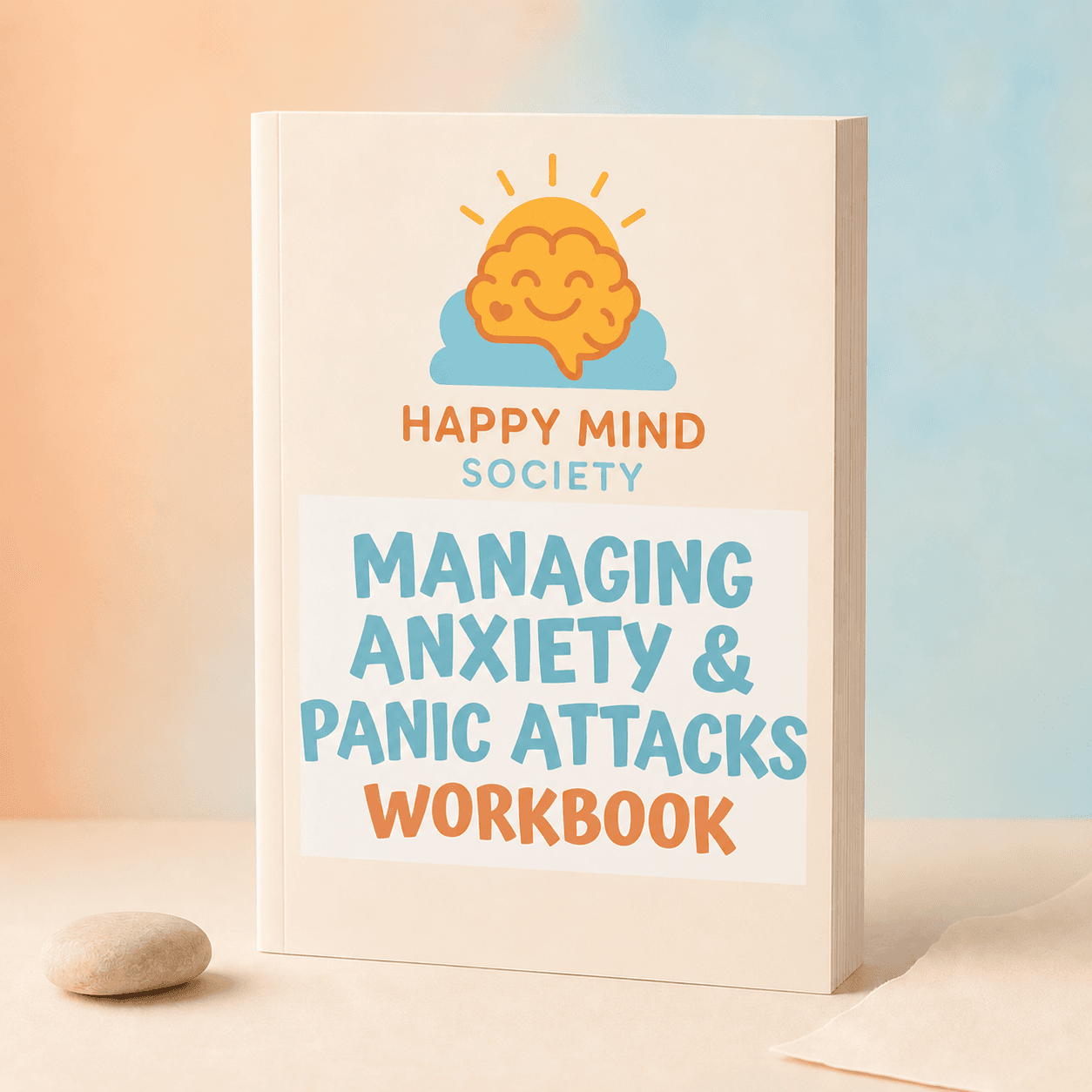 Managing Anxiety & Panic Attacks Workbook paperback product mockup